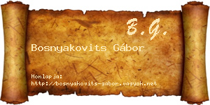 Bosnyakovits Gábor névjegykártya